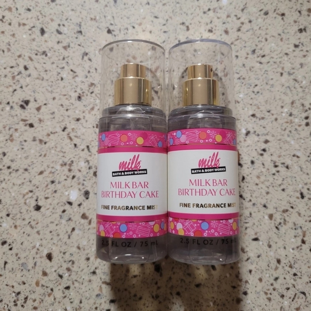 2 Bath & Body Works Milk Bar Birthday Cake Fine Fragrance Body Mist 2.5 oz Each